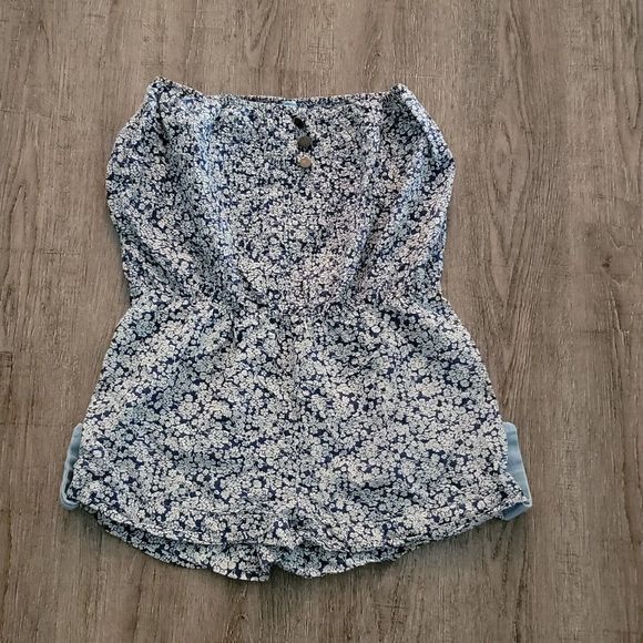 Ocean Club Pull Up Romper Shorts ~ UK Sz 12 ~ Short Sleeve ~ Floral - Picture 1 of 4